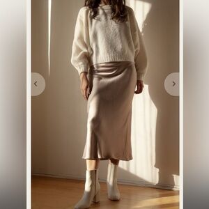 Ysabel Skirt by Angie Bauer MIDI Skirt in Almond Size Medium